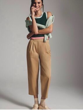 Exquise Anthropologie Cedar Pleated High Rise Wide Leg Trousers Pants M